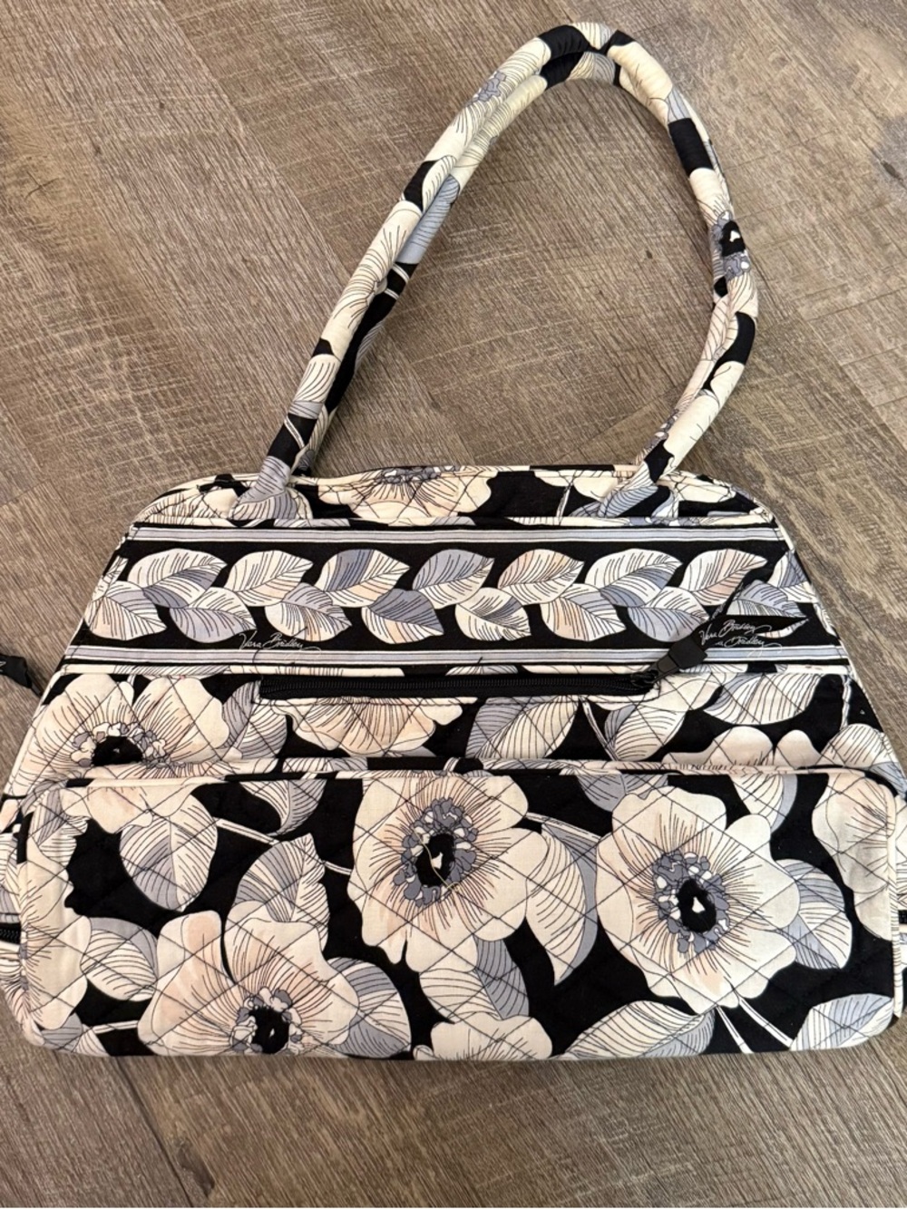 Vera Bradley Black and White Floral Quilted Tote
